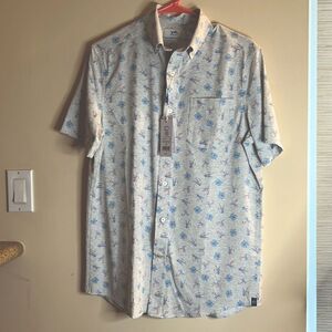 New with Tags Southern Tide Men's Button Grey with Fishing Lure Pattern‎